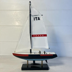 Americas Cup Model Yacht | Sailing | Yacht | Boats | Models | Sailing Nautical Gift | Sailing Ornaments | Yacht on Stand | 23cm (H) x 16cm (L) x 3cm (W)