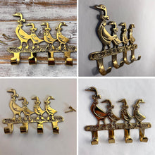 Load image into Gallery viewer, Ducks in a Row Wall Hooks, Decorative Brass Key Holder for Entryway, Kitchen, Hallway, or Stylish Home Decor
