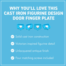 Load image into Gallery viewer, The Figurine – A Single Cast Iron Push Plate, Cast and Hand Finished in Antique Iron
