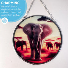 Load image into Gallery viewer, Elephant Design 6-Inch Stained Glass Suncatcher - Decorative Hanging Ornament for Windows
