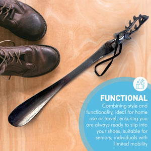 Long-Handled Aluminum Stag Head Shoe Horn, durable and easy to use shoehorn for effortless footwear access