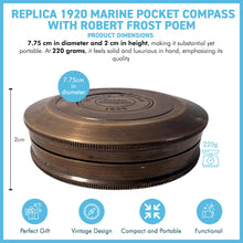 Load image into Gallery viewer, Replica 1885 Stanley Marine Pocket Compass with Robert Frost Poem, Antique Brass Finish, Collectible Gift for Adventurers
