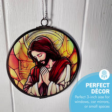 Load image into Gallery viewer, 3-Inch Stained Glass Suncatcher with Jesus Design - Decorative Hanging Art for Windows or Gifts
