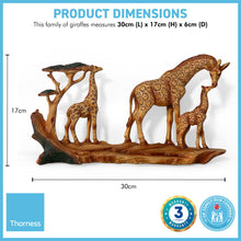 Load image into Gallery viewer, GIRAFFE FAMILY ORNAMENT | Wooden giraffe ornament for the home | African animal gift | Wildlife gifts | Home decor | 30cm (L) x 17cm (H) x 6cm (D)
