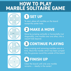 Wooden Solitaire with Snowflake Marbles | Travel & Strategic Games for Adults