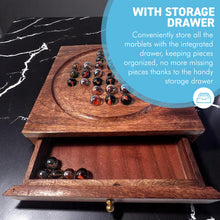 Load image into Gallery viewer, Wooden Solitaire with Drawer Traditonal Orange Storing Marbles | Travel Games | Strategic &amp; Traditional Games | Perfect for Adults &amp; Family Fun
