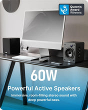 Load image into Gallery viewer, Refurbished Majority 𝗗𝟱𝟬𝗫 𝗕𝗟𝗨𝗘𝗧𝗢𝗢𝗧𝗛 𝗕𝗢𝗢𝗞𝗦𝗛𝗘𝗟𝗙 𝗦𝗣𝗘𝗔𝗞𝗘𝗥𝗦 – 60W Hi-Fi 2.0, Wireless, HDMI ARC, Optical, AUX &amp; USB, Remote, Black
