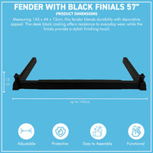 Load image into Gallery viewer, 𝗔𝗗𝗝𝗨𝗦𝗧𝗔𝗕𝗟𝗘 𝗕𝗟𝗔𝗖𝗞 𝗙𝗜𝗥𝗘 𝗙𝗘𝗡𝗗𝗘𝗥 𝗪𝗜𝗧𝗛 𝗕𝗟𝗔𝗖𝗞 𝗙𝗜𝗡𝗜𝗔𝗟𝗦 (𝟭𝟰𝟱𝗰𝗺 𝗠𝗮𝘅 𝗟𝗲𝗻𝗴𝘁𝗵) | Self Assembly | Fireplace Hearth Guard | Protective Barrier to prevent Ash &amp; Spark damage
