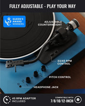 Load image into Gallery viewer, The Folio Record Player – A Bluetooth Turntable with Built-In Speakers and USB Recording (Blue) Refurbished
