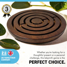 Load image into Gallery viewer, HANDCRAFTED ROUND WOODEN LABYRINTH GAME |Hand Maze Puzzle| Hand Eye Coordination | Traditional Toy | Retro Game | Brain Teaser
