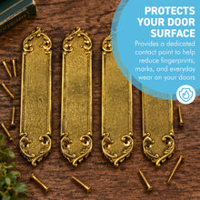 Load image into Gallery viewer, The Arcadia Finger Plates – A Set of Four Slim Solid Brass Door Push Plates
