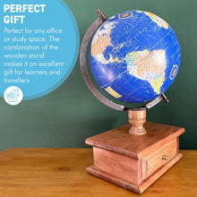 Load image into Gallery viewer, 20cm Globe with Wooden Base &amp; Drawer - Rotating Vintage World Globe, Educational Geographic Desktop Accessory
