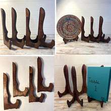 Load image into Gallery viewer, Wooden Plate Display Stands 25cm – Set of 4 Hinged Easel Holders
