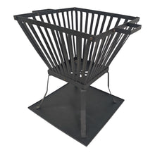 Load image into Gallery viewer, 𝗛𝗘𝗔𝗩𝗬 𝗗𝗨𝗧𝗬 𝗦𝗧𝗘𝗘𝗟 𝗦𝗧𝗔𝗡𝗗𝗜𝗡𝗚 𝗙𝗜𝗥𝗘 𝗕𝗔𝗦𝗞𝗘𝗧 𝘄𝗶𝘁𝗵 𝗔𝘀𝗵 𝗧𝗿𝗮𝘆 𝗛𝟰𝟱 𝘅 𝗪𝟯𝟵𝗰𝗺 | Fire Pit | Raised Design | 4-Leg Base | Easy Assembly | Outdoor Fire Bowl
