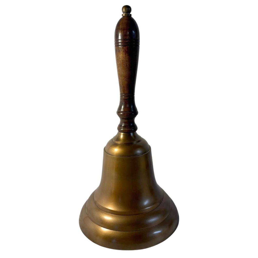 𝗘𝗫𝗧𝗥𝗔 𝗟𝗔𝗥𝗚𝗘 𝟰𝟱𝗖𝗠 𝗔𝗟𝗨𝗠𝗜𝗡𝗜𝗨𝗠 𝗦𝗖𝗛𝗢𝗢𝗟 𝗕𝗘𝗟𝗟 with Wooden Handle – Antique Brass Finish School & Service Bell