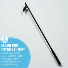 Load image into Gallery viewer, 𝗖𝗔𝗦𝗧 𝗜𝗥𝗢𝗡 𝗙𝗜𝗥𝗘𝗣𝗟𝗔𝗖𝗘 𝗣𝗢𝗞𝗘𝗥 𝟰𝟬" 𝗘𝗫𝗧𝗥𝗔 𝗟𝗢𝗡𝗚 𝗙𝗜𝗥𝗘 𝗣𝗜𝗧 𝗧𝗢𝗢𝗟 | Safe Fire Management | Heat-Resistant | Heavy-Duty Fire Poker for Wood Burner, Stove &amp; Outdoor Fire Pits
