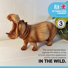 Load image into Gallery viewer, FEARSOME HIPPOPOTOMOUS IN WOOD EFFECT RESIN  |Ornaments for The Home | Home Accessories | Hippo Lover Gift Birthday Friendship Gifts | Wildlife Animal Lover Gift| Hippo Statue
