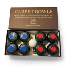 Load image into Gallery viewer, DRAKES CARPET BOWLS | Indoor bowls set | Bowls game for adults and children | CARPET BOWLS GIFT | French boules set | Each bowl is 2 inches in diameter.
