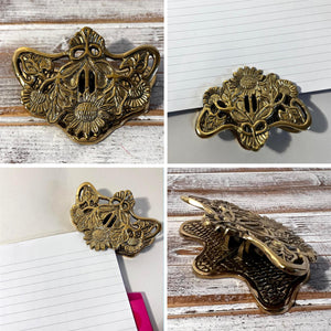 Elegant and Sturdy Polished Brass Sunflower Desk Clip – Multifunctional Leaf Clamp, Binder Clip, and Bookmark for Office & Home