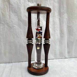 Vintage 24cm Galileo Barometer Thermometer on Antique Bobbin Stand