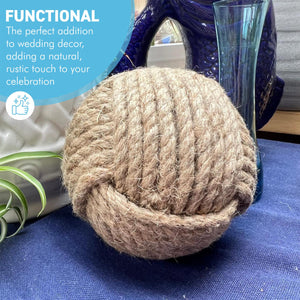 Jute Sphere Ball Knot, Rope Decorative Orbs for Home Decor, Bowl and Vase Fillers, Farmhouse Table Centerpiece, Wedding & Party Display Props