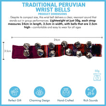 Load image into Gallery viewer, Peruvian style Wrist Bells with colourful strap, Handcrafted Percussion Instrument
