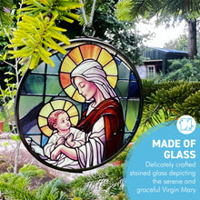 Load image into Gallery viewer, 3-Inch Virgin Mary Stained Glass Suncatcher | Beautiful Religious Window Decoration
