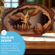 Load image into Gallery viewer, 𝗙𝗟𝗬𝗜𝗡𝗚 𝗢𝗪𝗟 𝗢𝗥𝗡𝗔𝗠𝗘𝗡𝗧 | Forest Animal Decor | Owl Gifts for Owl Lovers, Women, Men, Kids | Nature Wildlife Figurine | Birthday Gift | Woodland Decor

