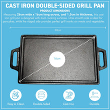 Load image into Gallery viewer, 𝗗𝗢𝗨𝗕𝗟𝗘-𝗦𝗜𝗗𝗘𝗗 𝗖𝗔𝗦𝗧 𝗜𝗥𝗢𝗡 𝗚𝗥𝗜𝗟𝗟 𝗣𝗔𝗡  Robust, Perfect for Indoor &amp; Outdoor Cooking
