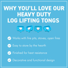 Load image into Gallery viewer, 𝗛𝗘𝗔𝗩𝗬 𝗗𝗨𝗧𝗬 𝗖𝗔𝗦𝗧 𝗜𝗥𝗢𝗡 𝗟𝗢𝗚 𝗟𝗜𝗙𝗧𝗜𝗡𝗚 𝗧𝗢𝗡𝗚𝗦 | Durable | Rust-Resistant | Firewood Tongs with pincer action | Fireplace | Fire Pit &amp; Outdoor Fires Accessory
