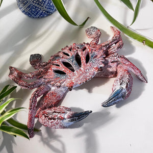 Hand-Painted Resin Crab Ornament, 28cm Wide – Unique Nautical Decor Gift