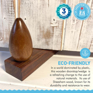 WOODEN WEDGE DOOR STOP WITH OVOID SHAPE TOP | Door Wedge | Wooden Ovoid| Door Accessories | Floor Door Stop | Door Stoppers | Natural Materials