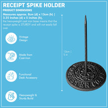 Load image into Gallery viewer, Vintage Cast Iron Bill Receipt Spike Paperweight Desk Accessory
