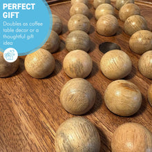 Load image into Gallery viewer, 30cm Diameter 𝗪𝗢𝗢𝗗𝗘𝗡 𝗦𝗢𝗟𝗜𝗧𝗔𝗜𝗥𝗘 𝗚𝗔𝗠𝗘 Board with Solid Wooden Marbles – Classic Strategy Board Game, Family Game, Unique Home Decor
