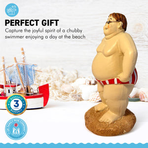 CHUBBY CHAPPY resin FIGURINE | Seaside ornament | bathroom ornaments | beach figurine | 16cm (H) | Swimmer | Fat Bloke