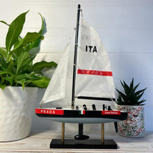 Load image into Gallery viewer, LUNA ROSA AMERICAS CUP MODEL YACHT | Sailing | Yacht | Boats | Models | Sailing Nautical Gift | Sailing Ornaments | Yacht on Stand | 33cm (H) x 21cm (L) x 4cm (W)
