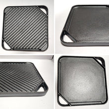 Load image into Gallery viewer, 𝗥𝗘𝗩𝗘𝗥𝗦𝗜𝗕𝗟𝗘 𝟮𝟳𝗖𝗠 𝗖𝗔𝗦𝗧 𝗜𝗥𝗢𝗡 𝗚𝗥𝗜𝗟𝗟 &amp; 𝗚𝗥𝗜𝗗𝗗𝗟𝗘 𝗣𝗔𝗡 Double-Sided Non-Stick Oven Stovetop BBQ Pan
