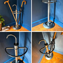 Load image into Gallery viewer, The 1930s-Style Umbrella Stand – Distressed Chrome with a Black Base
