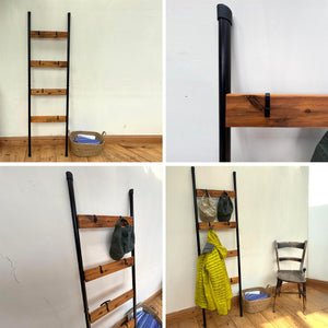 Wall Mounted Clothes Rail Industrial Black Steel Hanging Rack 160cm Minimalist