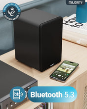 Load image into Gallery viewer, Refurbished Majority 𝗕𝗢𝗢𝗞𝗦𝗛𝗘𝗟𝗙 𝗣𝗔𝗦𝗦𝗜𝗩𝗘 𝗦𝗣𝗘𝗔𝗞𝗘𝗥𝗦 |Hi-Fi Stereo Speakers Pair for Tuners Hi-Fi systems with build in amplifiers | Stereo 2.0, 60W RMS | Solid Build and Compact Size D70X Passive BLACK
