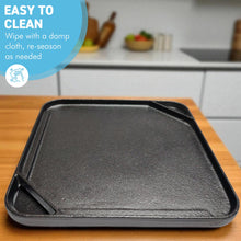 Load image into Gallery viewer, 𝗥𝗘𝗩𝗘𝗥𝗦𝗜𝗕𝗟𝗘 𝟮𝟳𝗖𝗠 𝗖𝗔𝗦𝗧 𝗜𝗥𝗢𝗡 𝗚𝗥𝗜𝗟𝗟 &amp; 𝗚𝗥𝗜𝗗𝗗𝗟𝗘 𝗣𝗔𝗡 Double-Sided Non-Stick Oven Stovetop BBQ Pan
