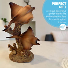 Load image into Gallery viewer, Natural Wood Effect Coral &amp; Rays Decorative Ornament – Coastal Home Décor 18cm
