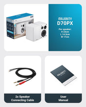 Load image into Gallery viewer, Refurbished Majority White 𝗕𝗢𝗢𝗞𝗦𝗛𝗘𝗟𝗙 𝗣𝗔𝗦𝗦𝗜𝗩𝗘 𝗦𝗣𝗘𝗔𝗞𝗘𝗥𝗦 |Hi-Fi Stereo Speakers Pair for Tuners Hi-Fi systems with build in amplifiers | Stereo 2.0, 60W RMS | Solid Build and Compact Size D70X Passive
