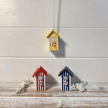 Load image into Gallery viewer, Set of 3 beach hut light pulls| Nautical Theme Wooden Beach Hut Cord Pull Light Pulls
