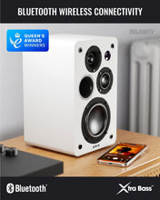 Load image into Gallery viewer, Refurbished Majority white ACTIVE BOOKSHELF SPEAKERS | 2.2 Stereo System | 5.3 Bluetooth, USB Playback &amp; Charging | AUX, HDMI ARC, Optical, Phono | TV, PC, Turntable &amp; Gaming Speakers | D100X
