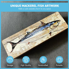 Load image into Gallery viewer, Nautical Wooden Treasure Chest with Mackerel Fish Design for Pencil Fishing Tackle and Decor
