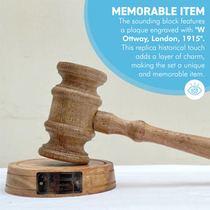 Full-Size Auctioneer's Wooden Gavel and Block - Ideal for Judges, Lawyers, Auctions, Courts, Companies, and Students