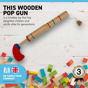 Wooden Pop Gun with cork bung | A Classic Toy That Brings Joy and Nostalgia | Pretend play | wooden toy | Fancy Dress | Retro toys