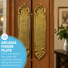 Load image into Gallery viewer, The Arcadia Finger Plates – A Pair of Slim Solid Brass Door Push Plates
