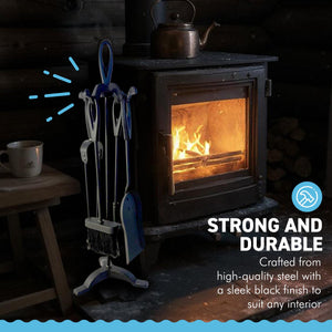 Five-piece metal black loop-handled Fireplace Companion